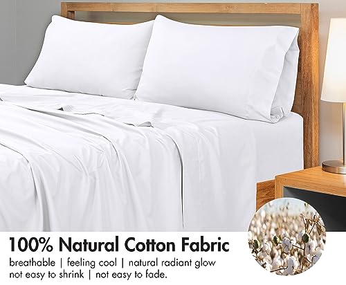 Image of Royale Linens 300 Thread Count 100% Long Staple Combed Cotton Flat Sheet - Super Soft - Top Sheets - California King Flat Sheet Sold Separately - Breathable, Cool & Crisp Sheets Only (Cal King, White)
