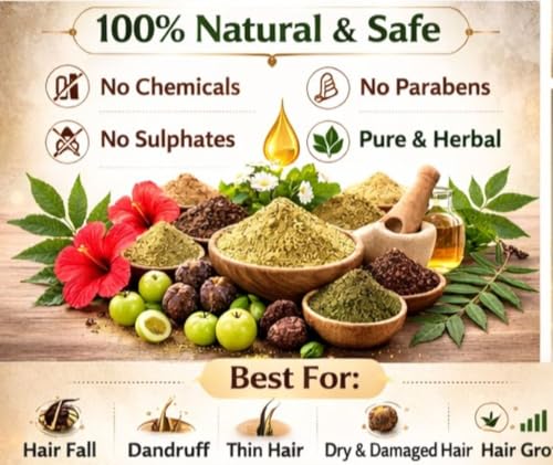 Image of Herbal Hair Powder Combo for Hair Growth & Hair Fall Control | Amla, Reetha, Shikakai, Bhringraj, Hibiscus & Jatamansi Powder | Natural Hair Care Combo Pack | Chemical Free | 6 Packs