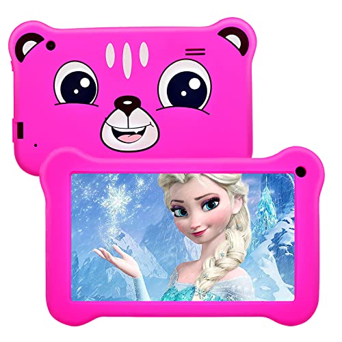 LONGOU Kids Tablet, 7 inch Android 9.0 Kids Edition Tablet with WiFi, GMS Certified, 2GB+16GB Tablet for Kids, Children Tablet with Parental Control, 40+APP, (Pink), ct-0008