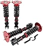 Coilover Struts Spring Shocks Adjustable Height Coilovers Suspension Struts Coil Spring Shocks and Struts Full Set Kits ECCPP Fit for 2000 2001 2002 2003 2004 2005 for Dodge Neon - Red