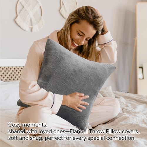 Image of BEDELITE Velvet Pillow Covers with Zipper, Gray, 26x26 Inches, 2 Pack