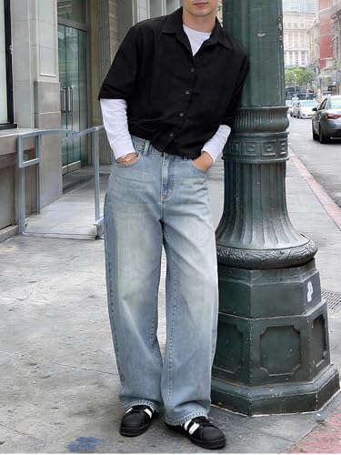 Comdecevis Men's Baggy Jeans Wide Leg Streetwear Loose Fit Denim Pants - Image 6