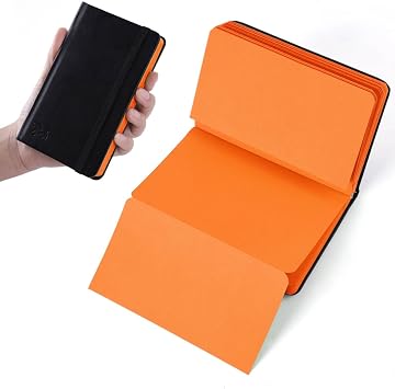 Small Premium Orange Art Sketchbook,5.7 x 3.54 inches Mixed Media Notebook,34 Sheets 120 GSM Acid-Free Folding Drawing Papers, Hardcover Pocket Journal Sketchbook for All Artists
