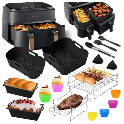 Heteluchtfriteuse Accessoires voor Philips Dual Basket Airfryer 3000-serie 6L/3L - 23 Stuks Airfryer Siliconen vorm Accessoireset - Grillrooster, Cake Broodvorm voor Philips Airfryer Dual Basket