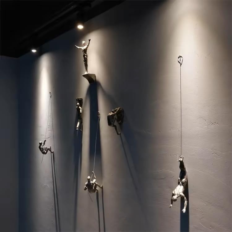 Miniatura 6 de Juego de 6 esculturas de decoración de pared para hombres que escalan, arte de pared nórdico moderno, sencillez decorativo, esculturas de hombre