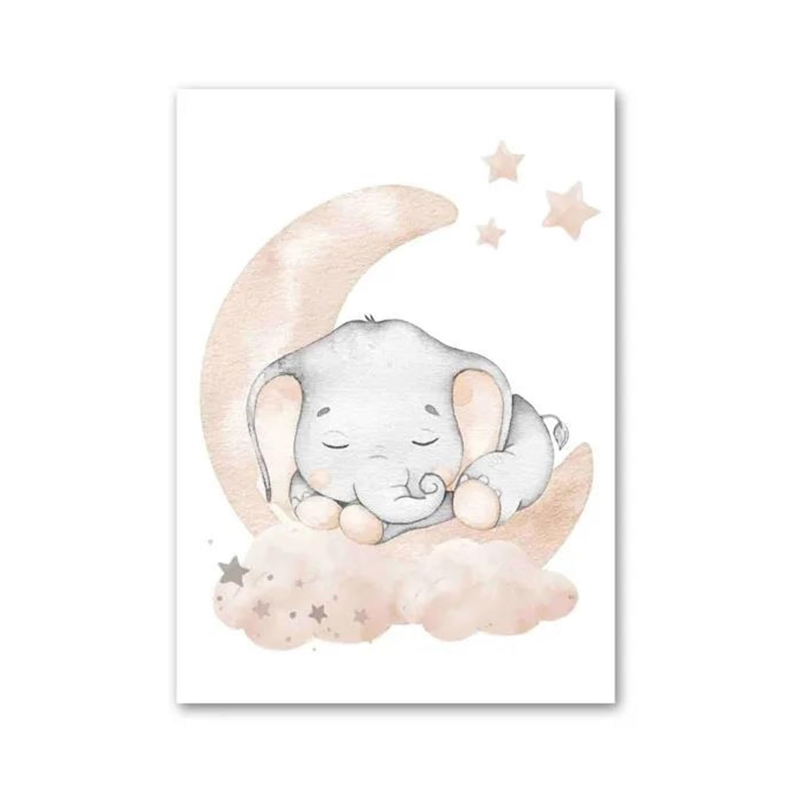 XENITE Wall Art Canvas Prints Cute Elephant Hot Balloon Moon Rainbow Cloud Nursery Wall Art Canvas Painting No Frame Prints Pictures Kids Room Decor(A,30x40cm)