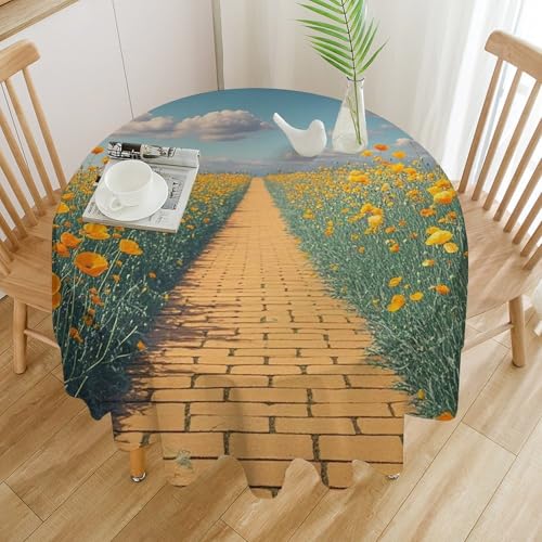 Nappe ronde coquelicots en polyester lavable pour table de Thanksgiving - 4