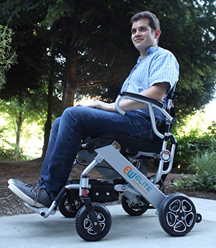 EW Elite Wheelchair Foldable Electric Powered Wheelchair, Supports up to 265 lb, Weighs 50lb, Up to 12 Miles Range with 2 Batteries, Approved for Airplane Travel, Safe and Easy to Drive. Model N5513A