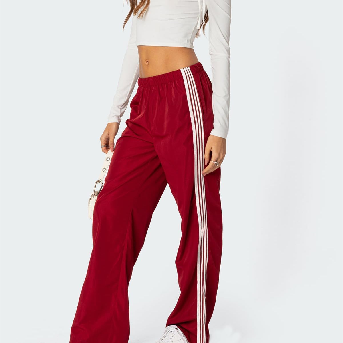 Fernvia Womens Parachute Pants Wide Leg Baggy Y2K Elastic Waist Jogger Sweatpants Track Pants Streetwear - Image 2