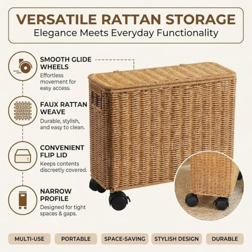 Panier rangement étroit en osier : optimiser les placards encombrés - 7