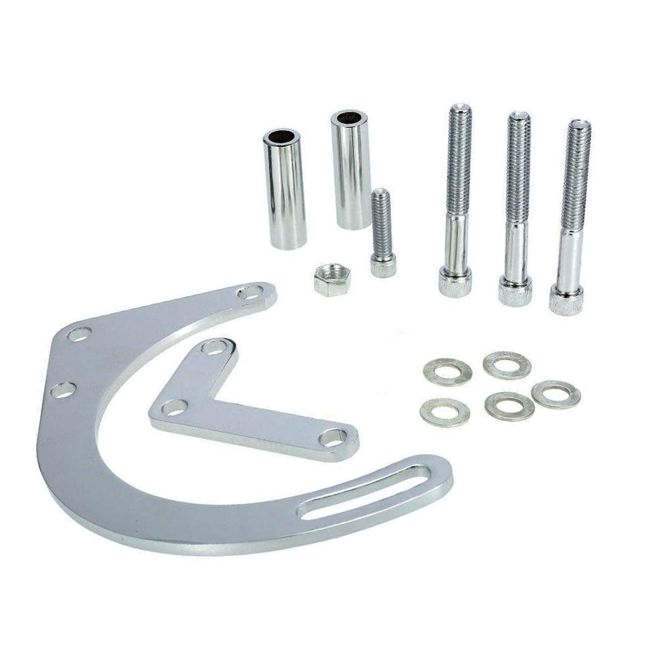GSKMOTOR Polished Chrome Low Mount Alternator Bracket for SBC SB CHEVY Swp 283 305 327 350 383 400