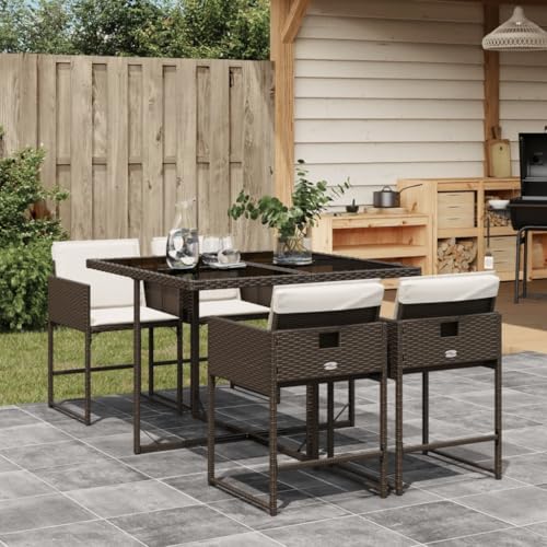 Xichuzi Set Comedor de jardín 5 Piezas y Cojines ratán sintético marrón, Conjunto Mesa Y Sillas Jardin, Mesa Terraza Exterior Y Sillas, Conjunto Terraza, Muebles Jardin Exterior - 3278024