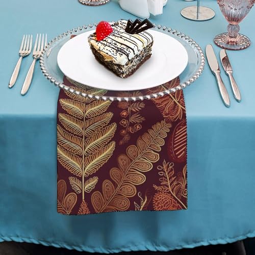 Servilletas de tela con patrón floral maroon gold, pack x2 miniatura 4