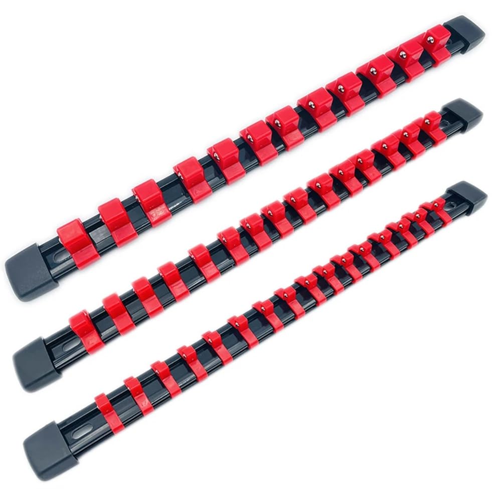 IJSDNVJNDX 3 PCS Socket Organizer Universal Socket Organizer Rail Bracket Socket Wrench Storage Rack Red