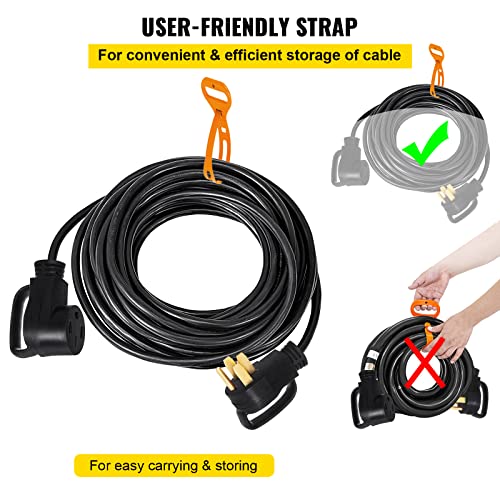 Mophorn 50Ft 50 Amp Rv Extension Cord Durable Premium Power Cord Rv 26.5Mm Wire Diameter Extension Cord Copper Wire Rv Cord Power Supply Cable For Trailer Motorhome Camper With Handles #TOP5