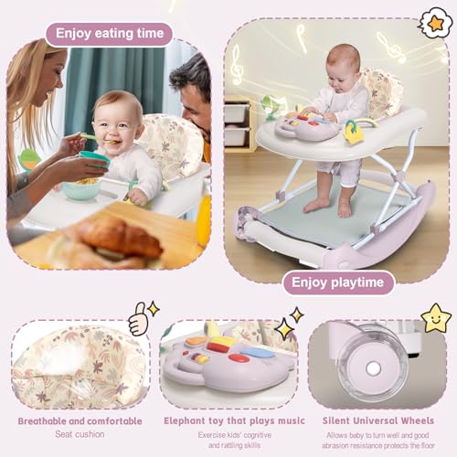 image for Howeemo 5 in 1 Foldable Baby Walker,Activity Baby Walker-Baby Bouncer,