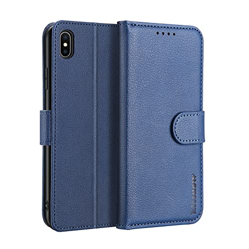 ELESNOW Funda para iPhone X/XS, Flip Cuero Carcasa con Tarjetero Soporte Magnético de Protectora Funda para iPhone X/XS - 5,8' (Azul)
