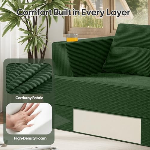 Image of COMAX Futon Sofa Bed, Convertible Sofa Bed, Folding Boneless Couches | Boneless Couch for living room, Fold Out Small Foldable Loveseat Floor Sleeper Mattress Lounge Space‑Saving, Queen 79 inch