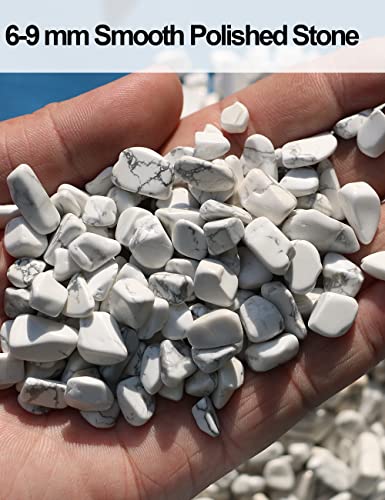 100% Natural White Turquoise Polished Stones 2.7Lb Decorative Jade Pebbles Marble Rock Bonsai Gravel For Plants, Gardens, Décor, Landscaping, Succulent, Terrarium, Without Fillers, Bright White Finish #TOP3