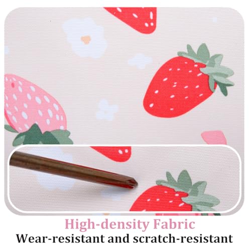 3Pcs Set Cute Strawberry Backpack for Girls, Large Capacity Nylon Rucksack Daypack with Strawberry Pattern (Beige)3