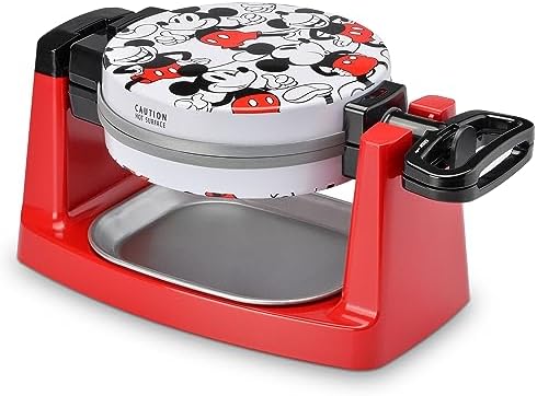 Disney Mickey Mouse rotating bubble waffle maker in red and black