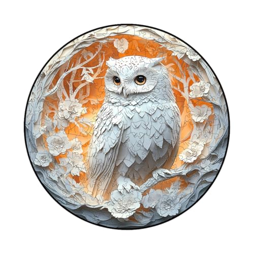 Luna Owl Puzzle, 3D Jigsaw Puzzles Wooden Flat Difficult Puzzle for Adults, Unique Aesthetic Animal