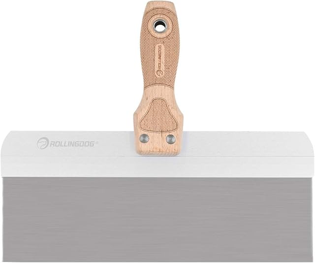 ROLLINGDOG 12" Taping Knife - Stainless Steel Drywall Filling Knife with Laser Engraved Beech Wood Handle for Smoothing Plaster and Compound