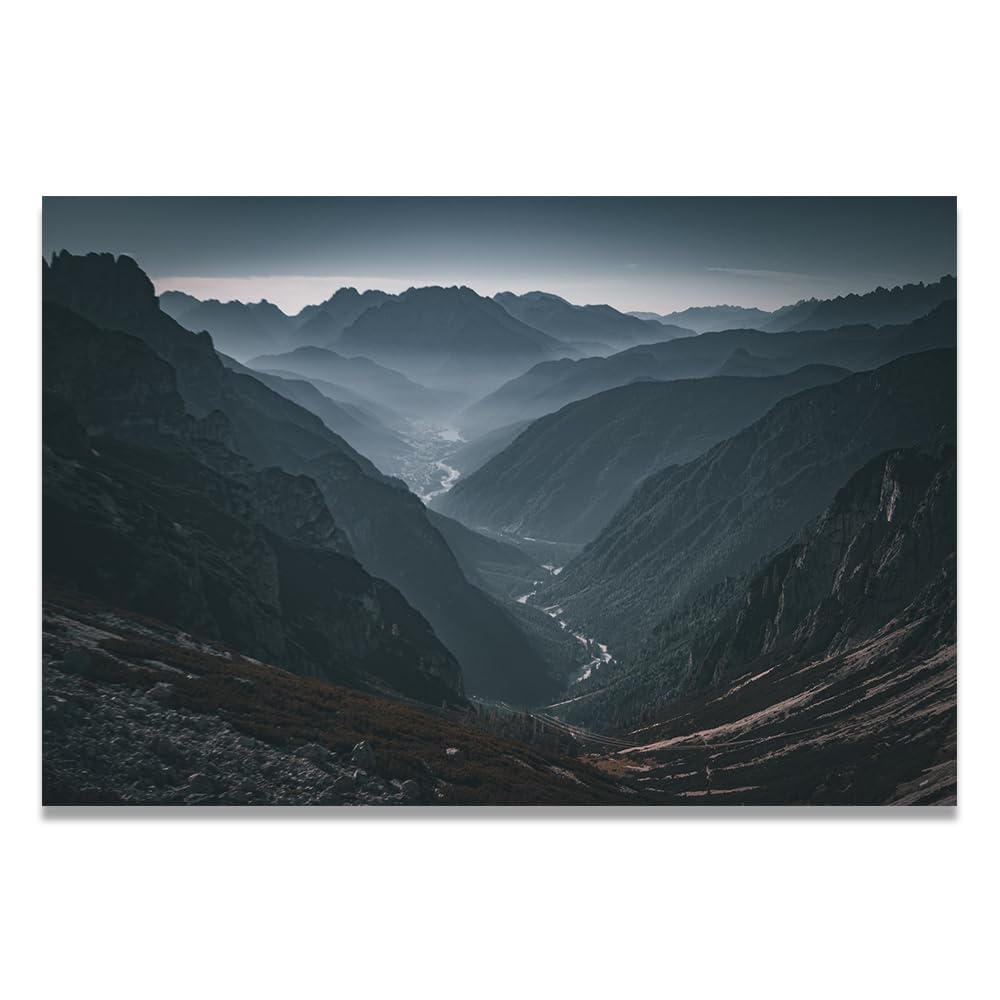 VHdfgTY Along The Mountain StreamSerene Mountain Landscape Canvas Wall Art Nature Wall Decor for Home 60x90cm Unframed