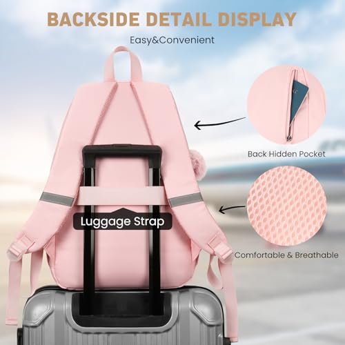 Image of WINDARS School Backpack for Teen Girls, Cute College Backpacks for Women Students Aesthetic Bookbag Large 15.6 Inch Laptop Bag Middle School Travel Back Pack (Pink)
