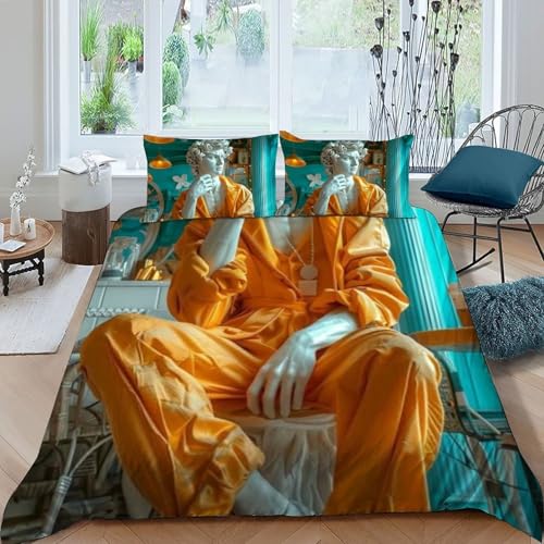 Housse de couette King en microfibre imprimé 3D avec 2 taies d'oreiller - 3