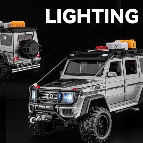 Image of SPITEN Mercedes-Benz Brabus G550-4X4 Modified 1:24 Diecast Scale Model Metal Pull Back Toy car for Kids with Openable Doors & Light, Music Toy Vehicle for Kids - Colors as Per Stock