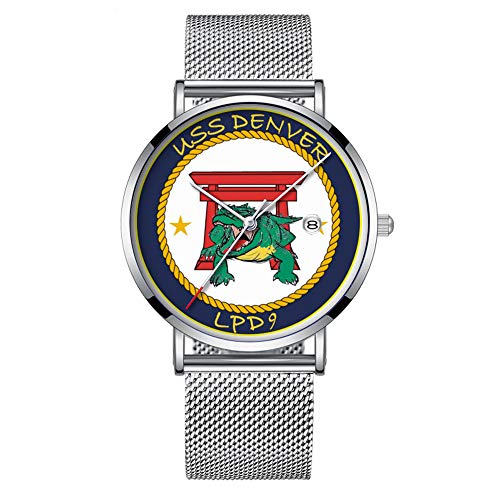 Reloj de pulsera minimalista de cuarzo con correa de malla y fecha, ultra fino, resistente al agua, reloj de pulsera Denver LPD 9 de 384 USS