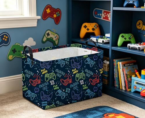 Image of Sanjiaofeng Rectangular Game Basket for Kids,Kid Games Controller Bin,Cool Baby Storage Basket,Baby Storage Bin,Gift Baskets,Room Decor(Line Game Console)