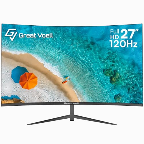 Image of Great voell 27 Inch Curved Monitor, 120Hz FHD VA Display Home Office, HDR10