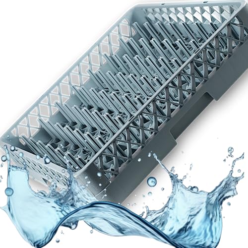 Kerafactum Cesta para lavavajillas con 64 dedos para platos y vasos, tazas para la máquina de lavado Gastro, rejilla para lavavajillas universal de plástico 50 x 50 cm de malla gruesa y rejilla