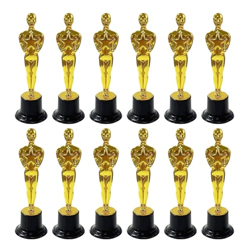 EHDWXVZM 12 peças de troféus de homem dourado, presentes de prémios, troféus infantis, troféus de vencedores, adequados para várias atividades competitivas em escolas e comunidades