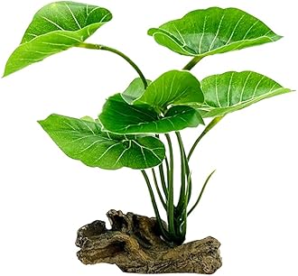 Smoothedo-Pets Fish Tank Decor Aquarium Decorations Ornaments Betta Leaf pad Hammock 6inch Plastic Artificial Plant Goldfish Fish Hides Small Tank/Reptiles Plants Driftwood (Green-Type-A)