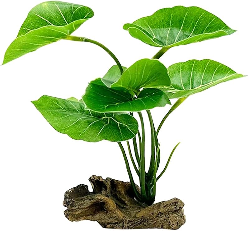 Decoración de pecera, decoración de acuario, adornos, almohadilla de hoja Betta, hamaca, planta artificial de plástico de 6 pulgadas, pez dorado, pieles de peces, tanque pequeño/plantas de reptiles, madera flotante (verde-tipo-A)