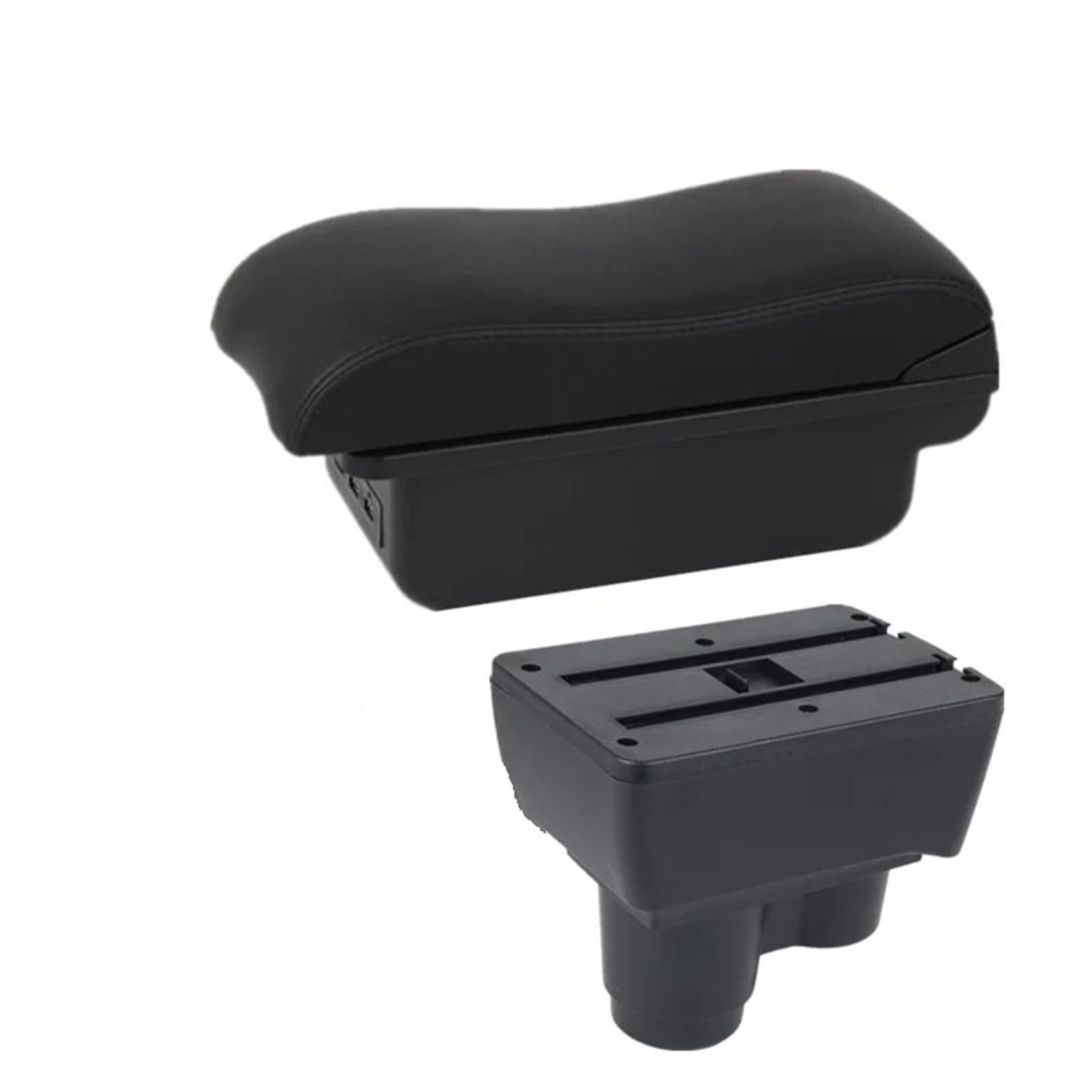 Hguvsjd Armrest Box For Duster 2019 2020 2021 2022 2023 2024 Armrest Center Console Storage Box Decoration Accessories Car Armrests(B Black line 3USB)