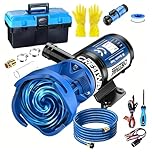 CrestWave RV Macerator Pump - Fast 4-Minute Emptying for RV & Boat Tanks | 12GPM, 10FT Lift | 12V 144W Copper Motor, SK5 Blades, Full Protection Kit | Hose Included