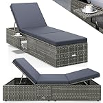Casaria Sonnenliege mit Klapptisch und Auflage