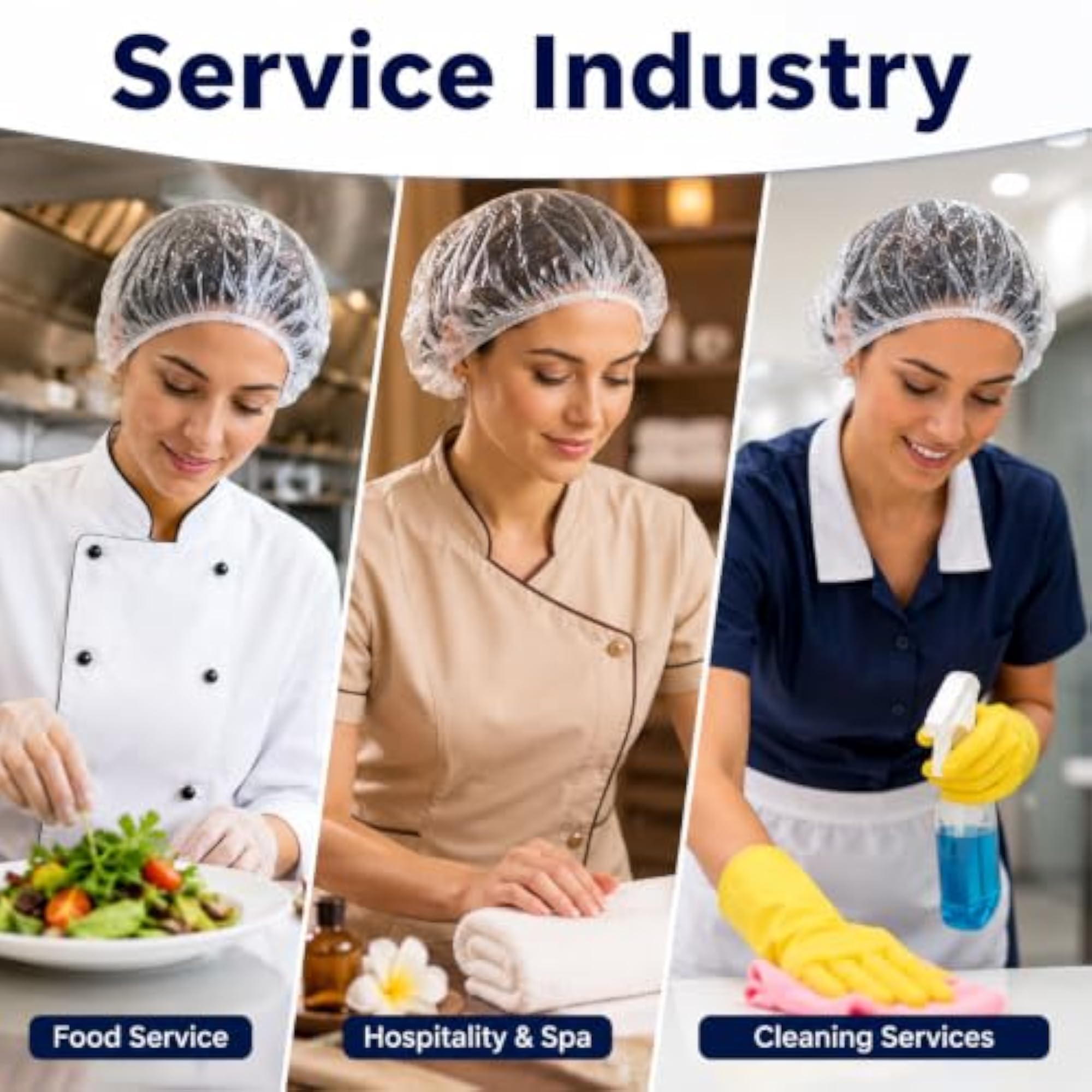 500 PCS Disposable Shower Caps, Waterproof Elastic Hair Caps