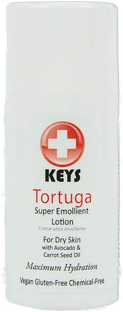 Keys Tortuga Vegan, All Natural, Gluten Free, Chemical Free Super Emollient Therapeutic Maximum Hydration Face, Hand, Body Lotion, Fast Relief for Dry Skin with Concentrated Shea Butter, 3.4 ounces