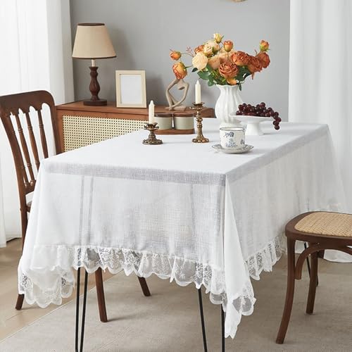 Nappe carrée 140x140 lavable en polyester brodé de fleurs - 2
