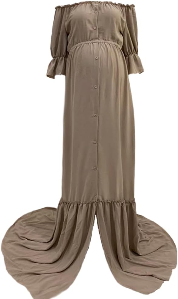 Maternity Dress Photo Props Vintage Dress Baby Shower Maxi Gown for Pregnancy Photo Shoot