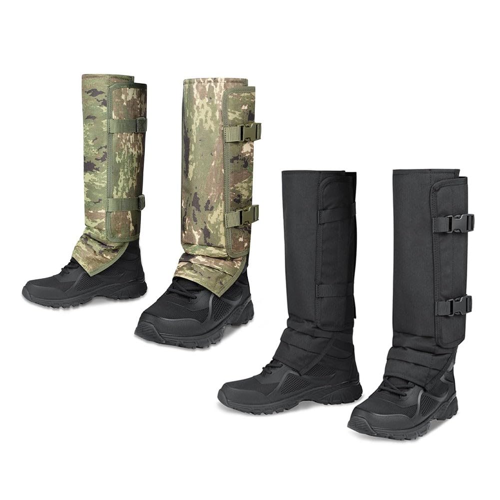 Guêtres de randonnée pour homme et femme, protège-jambes en tissu Oxford avec doublure en polypropylène, épine de serpent pour la protection, équipement de chasse et de camping réglable, vert