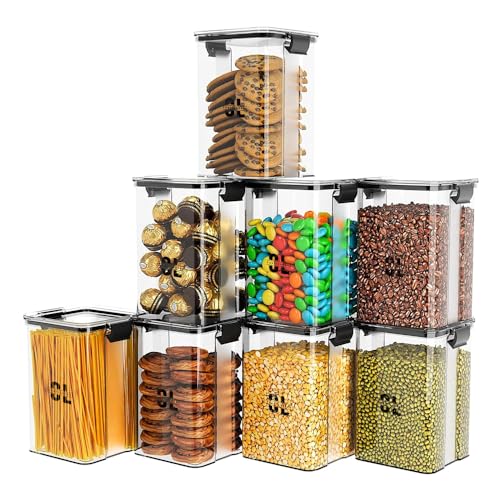 Image of Lock Container Plastic Jar Set of 6 (1100 Ml Each) | Airtight Lock Mechanism Kitchen Storage Containers | BPA Free Food Grade Organizer Boxes for Tea, Coffee, Sugar, Dry Fruits