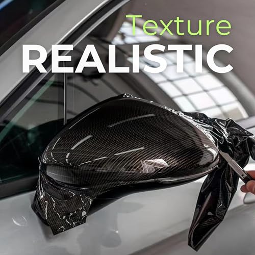 Image of RockRose Epoxy High Gloss Black Carbon Fiber Vinyl Wrap, Anti-Wrinkle, Air Release Automotive Bubble Wrap, Self Adhesive Car Vinyl Sticker DIY Decals 5FT x 10FT