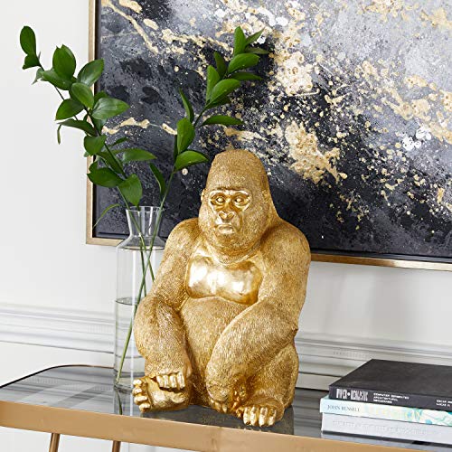 Deco 79 Polystone Gorilla Sculpture, 11" X 9" X 15", Gold #TOP17