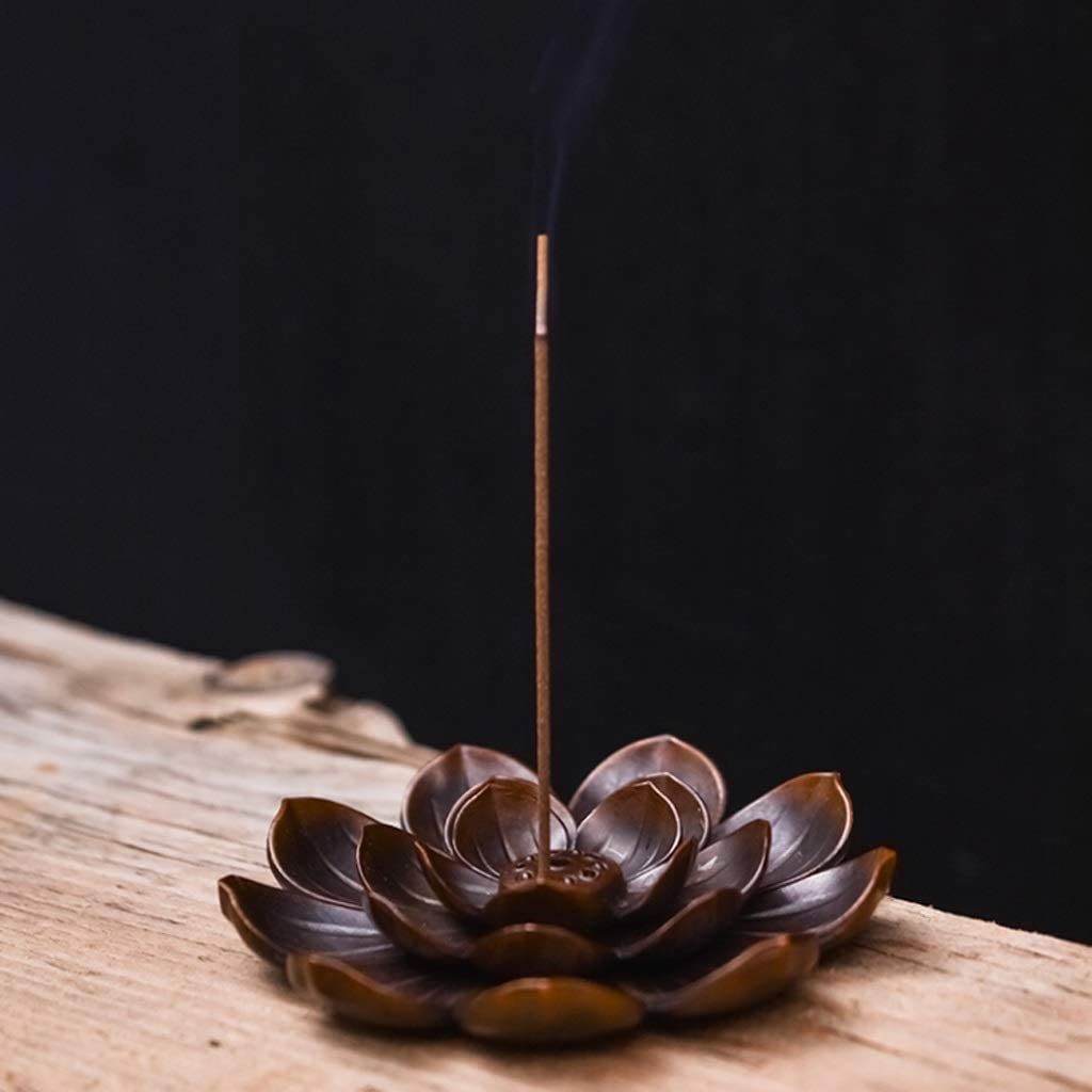 Räucherstäbchen Räuchergefäß Halter 2 X Lotus-Räucherstäbchen, Antikes Kupfer, Teezeremonie, Porös, Tan-Linie, Weihrauchbrenner, Räucherstäbchenhalter Für Buddha-Zen-Ofen Zuhause Büro Yoga